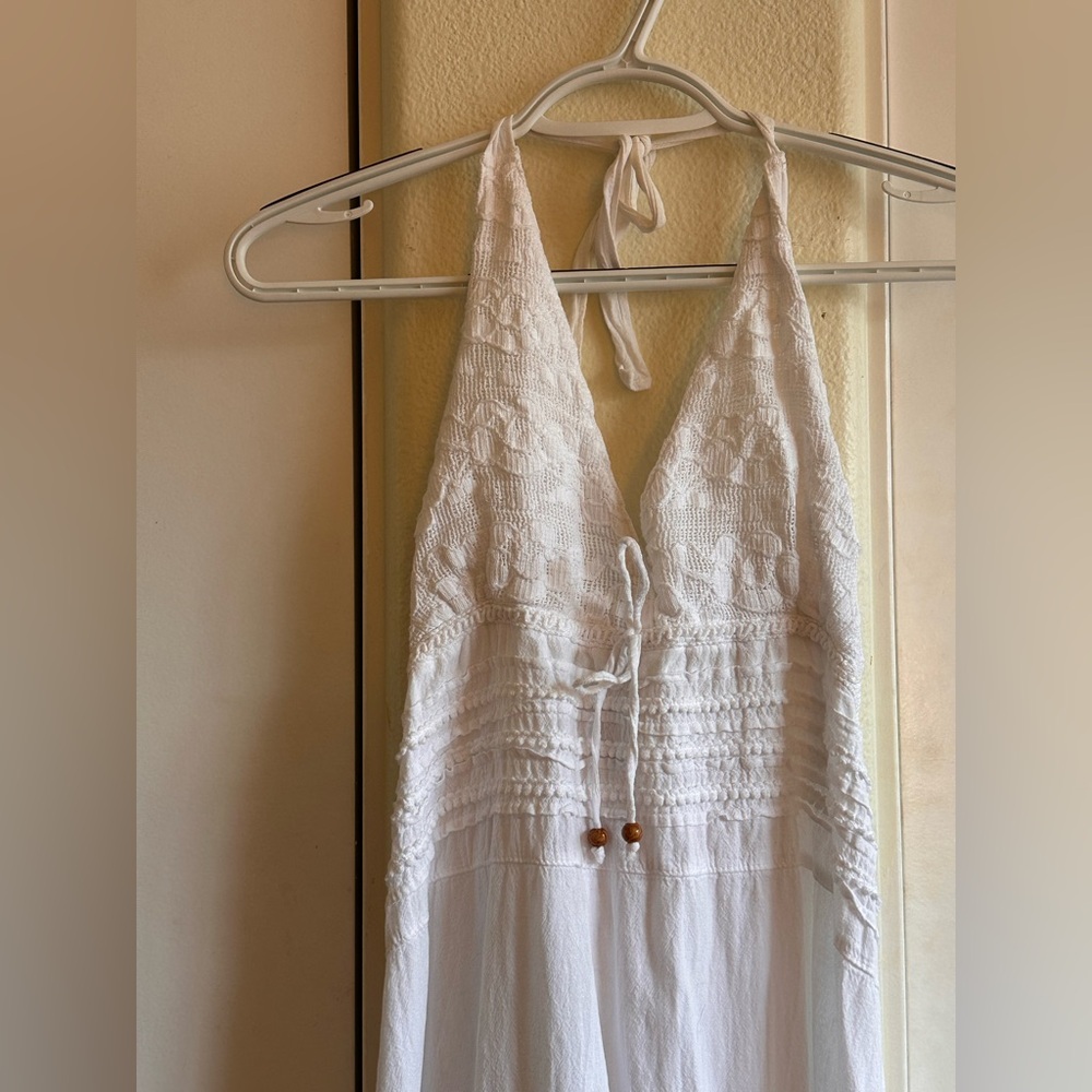 White Boho Halter Dress